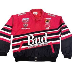 Chase Authentics Large Vintage Nascar Budweiser Racing Jacket Dale Earnhardt Jr‎